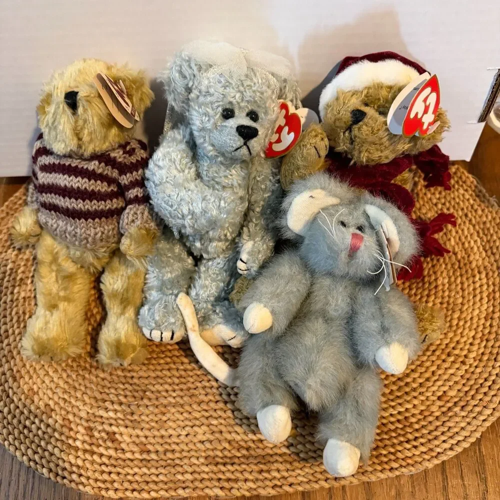 Ty Attic Treasures Collection Lot 4 Plush Bears Mouse Original Tags Retired